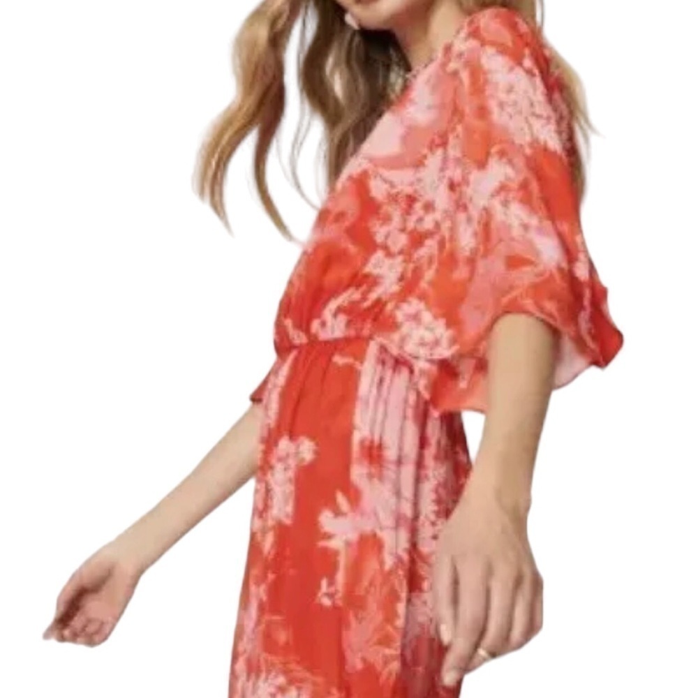 Pinko Jumpsuit Aquarius Tuta Georgette Hibiscus Floral Orange Size 4 - Picture 3 of 16